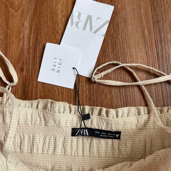 NWT Zara Smocked Corset Bustier Crop Top | Yellow Gingham | Size Large - Picture 6 of 6